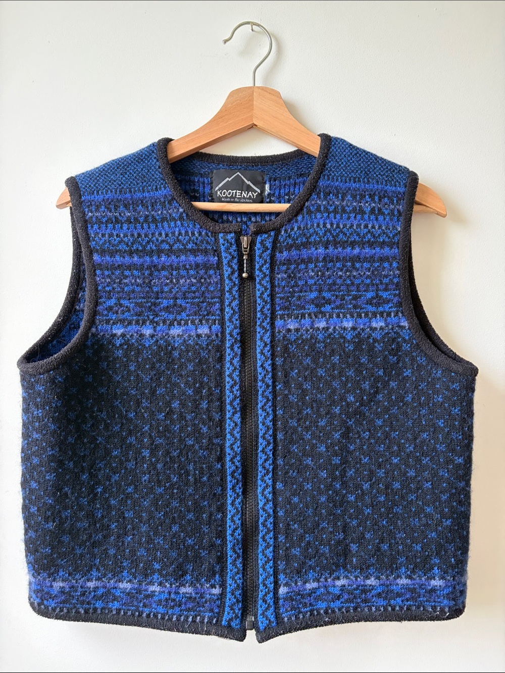 Kootenay Knitting Company handmade Wool Zip Vest